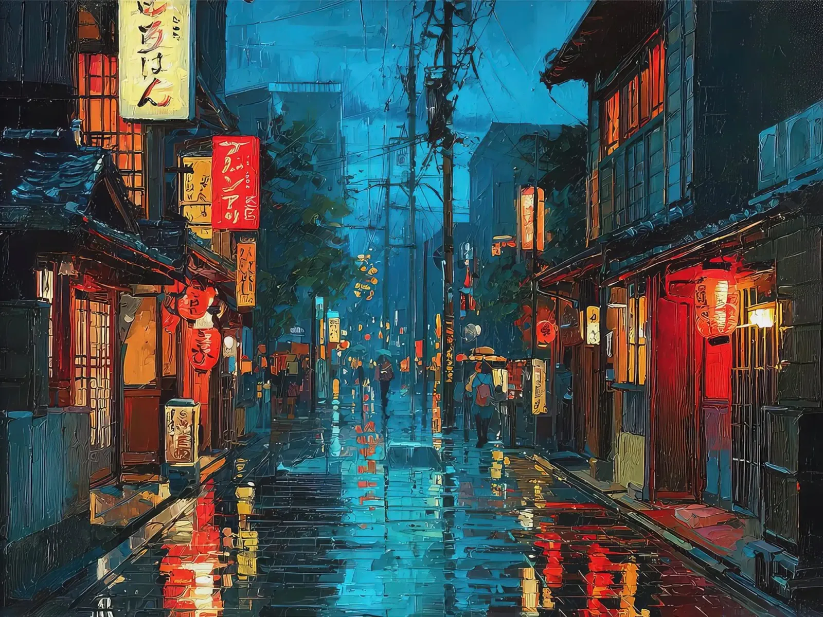 Tokio Theehuis Japans canvas met Baklijst van ekssign