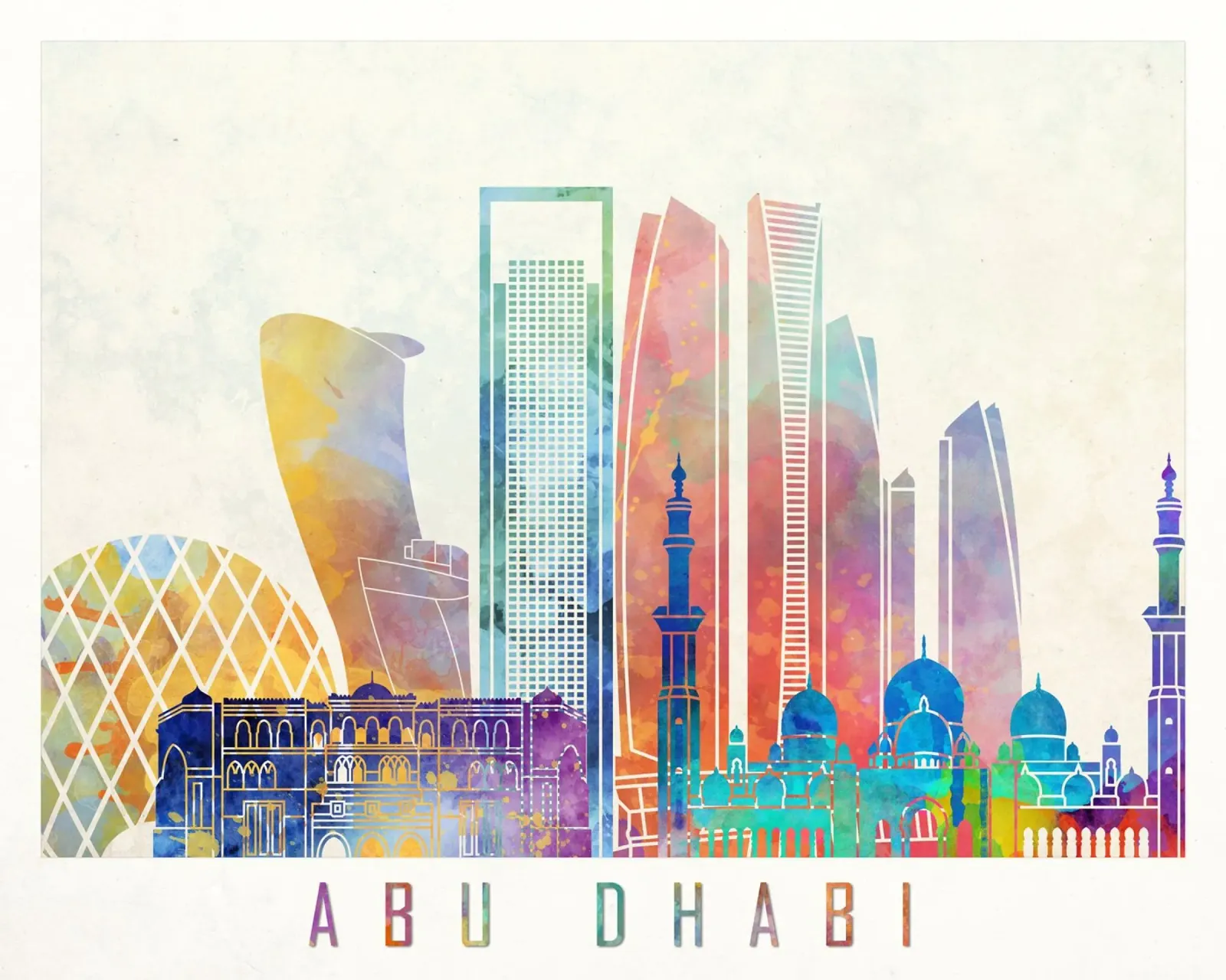 Lo skyline di Abu Dhabi tela con Cornice a cassetta da 🎨 Point and Art