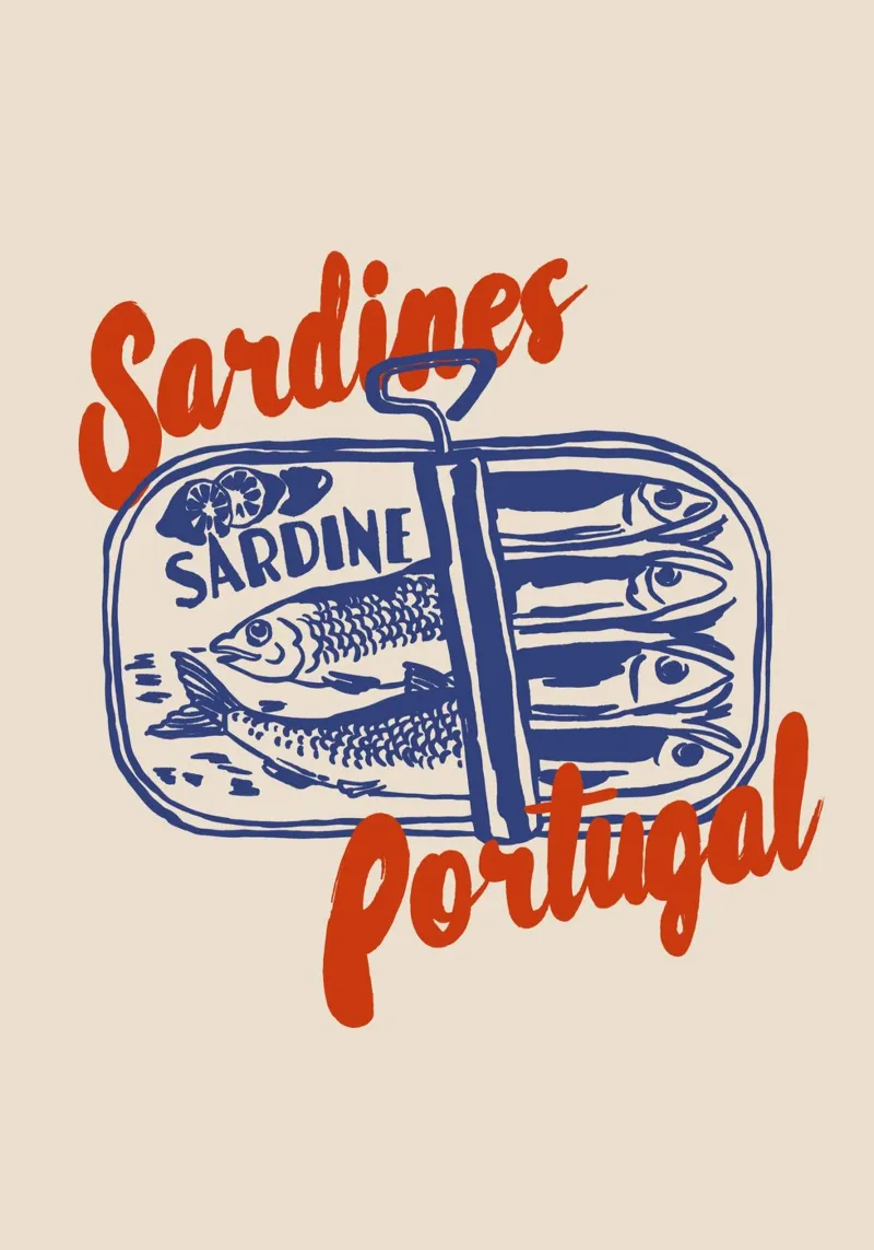 Boho Food 1 Sardines Portugal pellicola backlit da Boho Print Collection