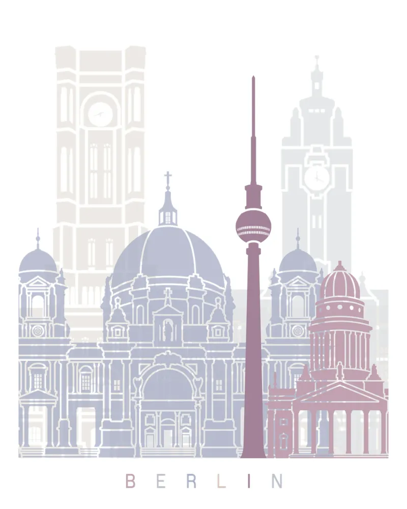 Lo skyline di Berlino tela con Cornice a cassetta da 🎨 Point and Art