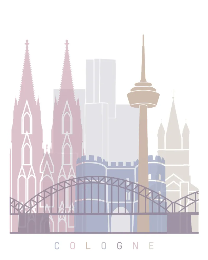 Cologne skyline canvas with Floater frame by 🎨 Point and Art