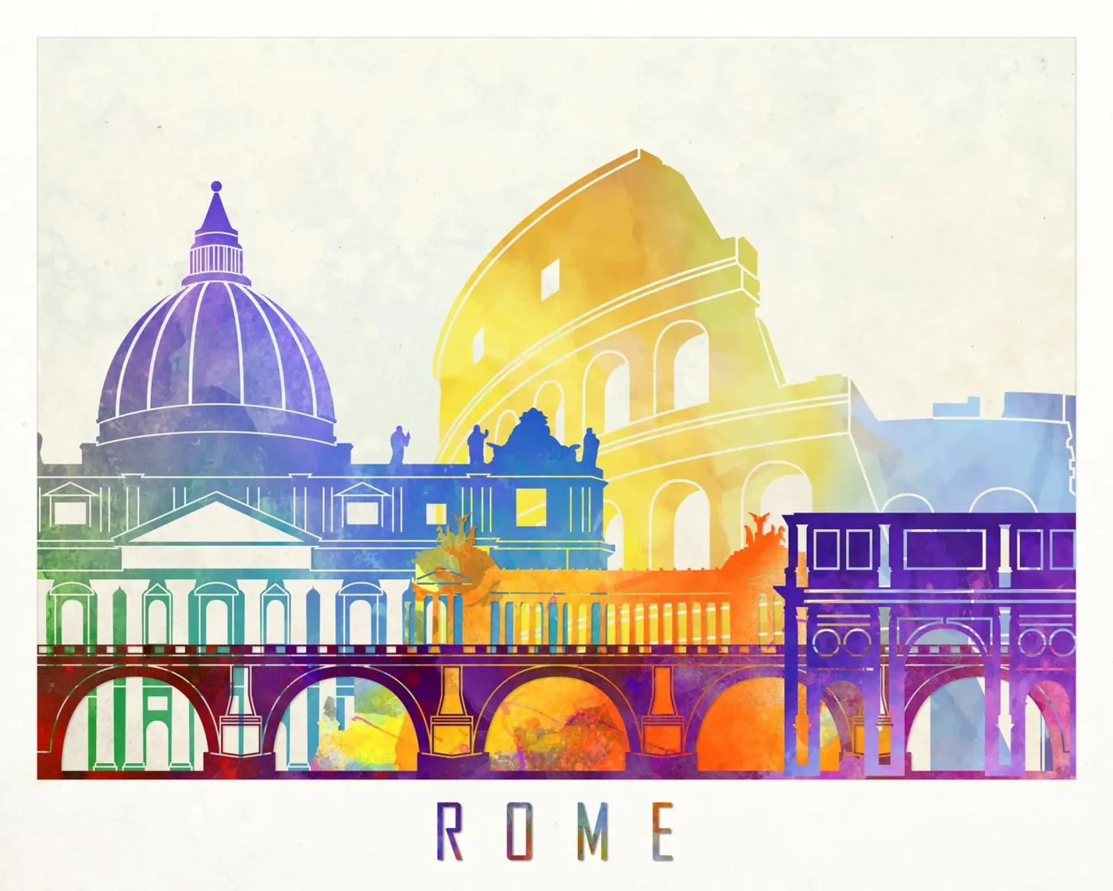 Lo skyline di Roma poster con telaio in legno da 🎨 Point and Art