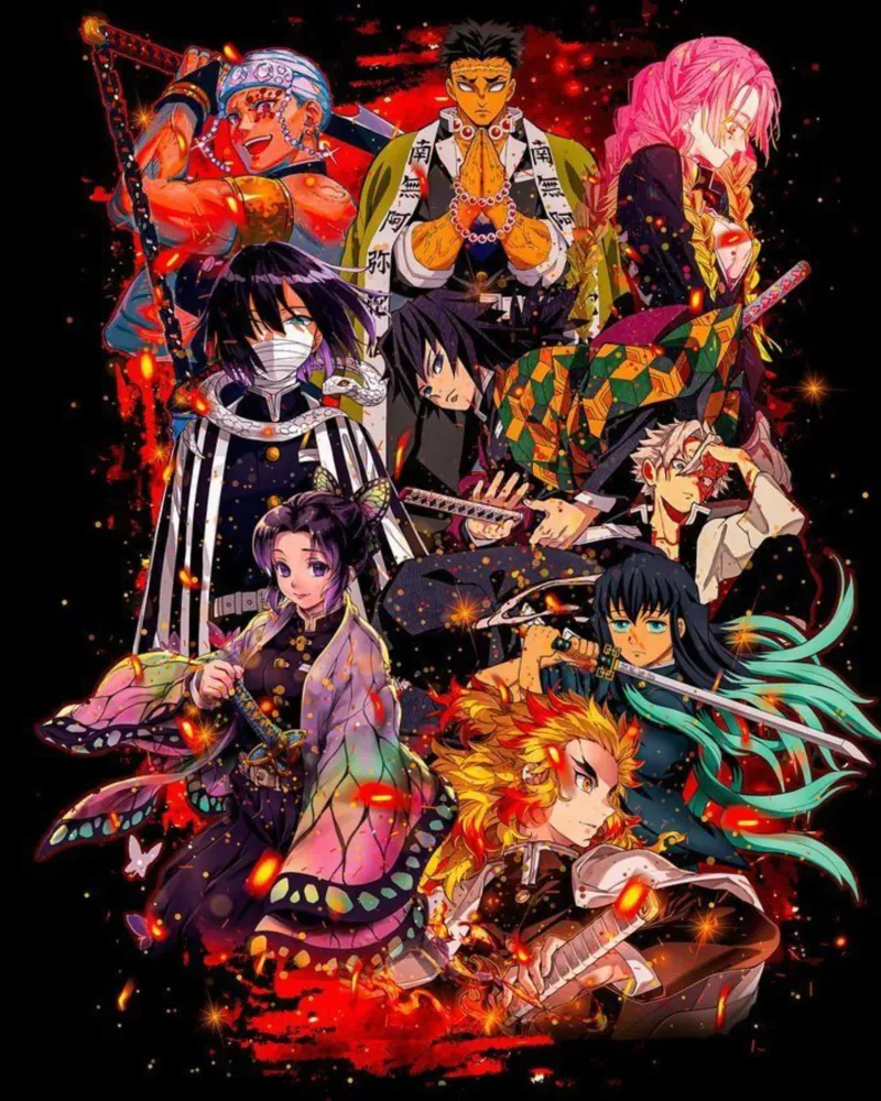 Maglietta Kimetsu No Yaiba Demon Slayerr tela con Cornice a cassetta da igoshartwrks