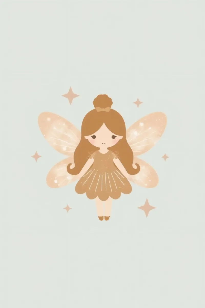 Fata carina dei cartoni animati con ali e stelle poster con telaio in legno da DesignDoodle