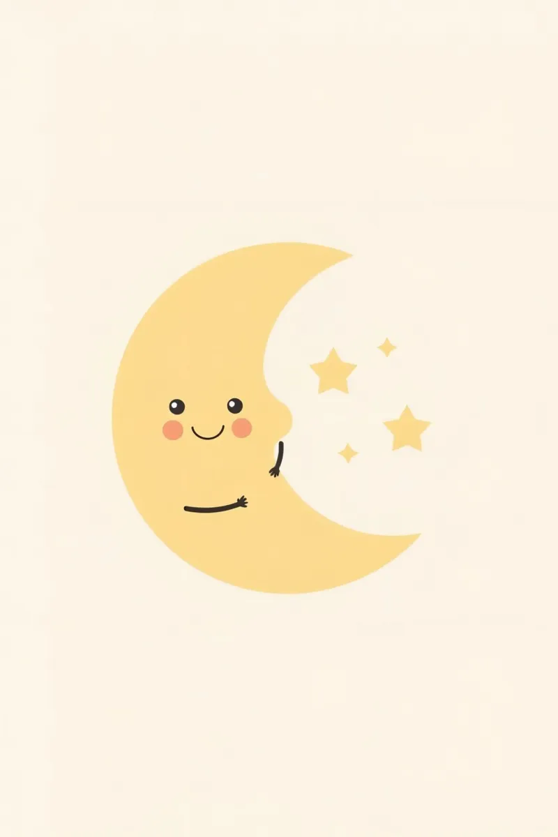 Carina la mezzaluna con le stelle poster con telaio in legno da DesignDoodle