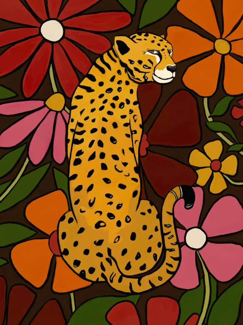 Floral leopard poster con telaio in legno da TijanaArtStudio88