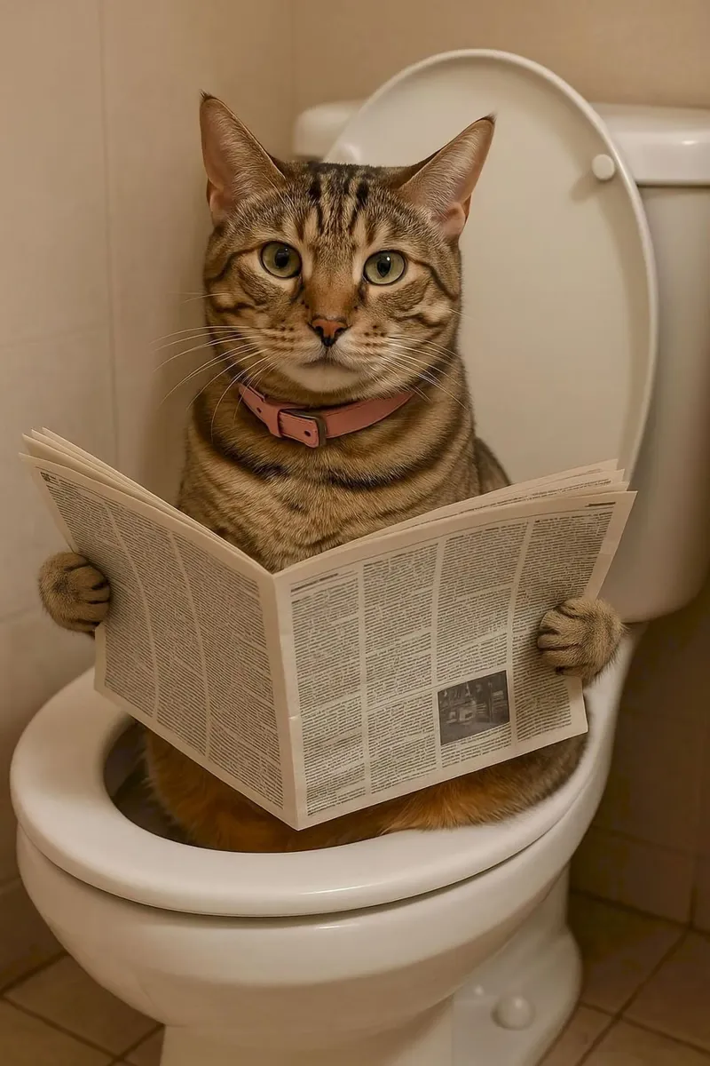 cool cat on toilet poster da jasnet