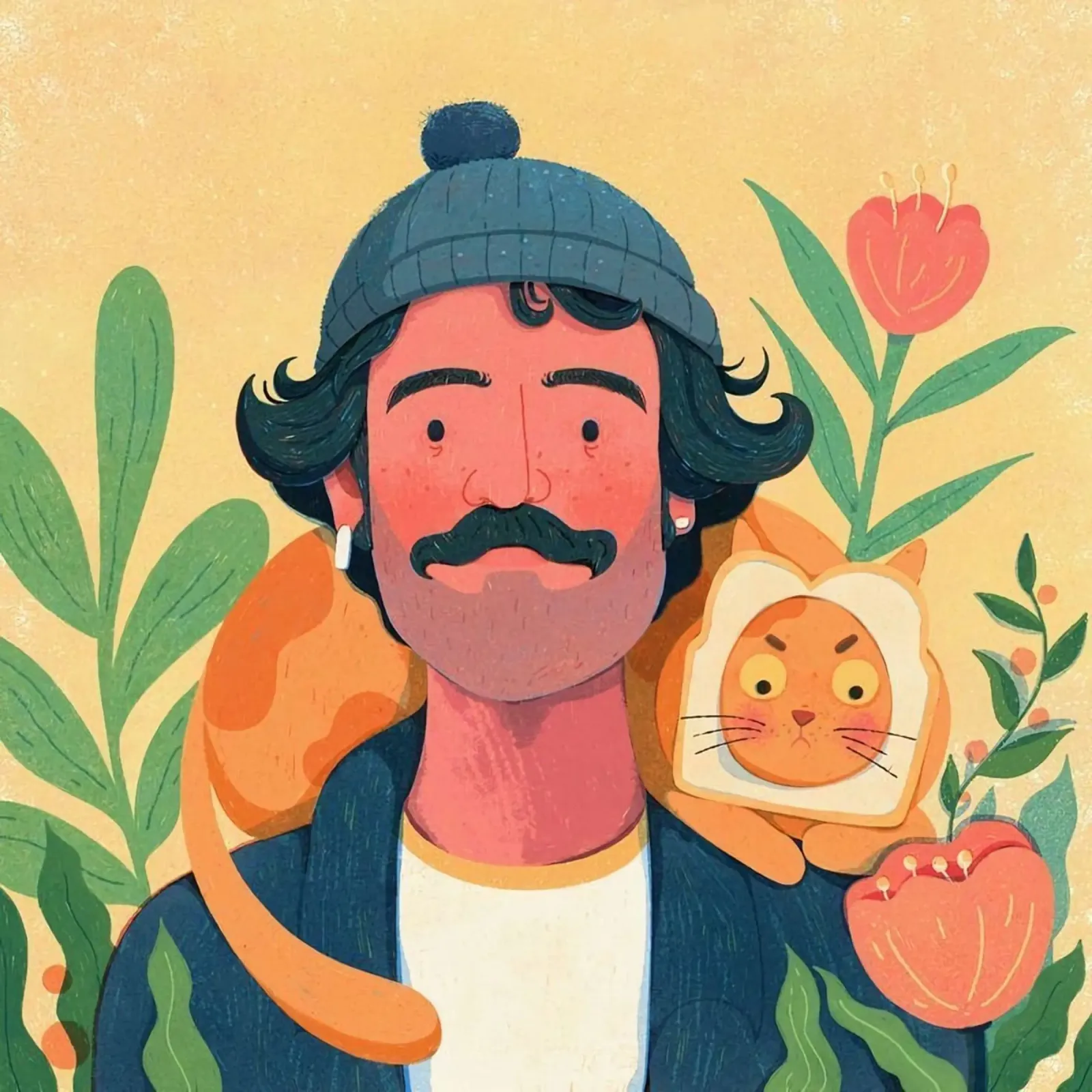 man with pet in shoulder canvas met Baklijst van vicgaler