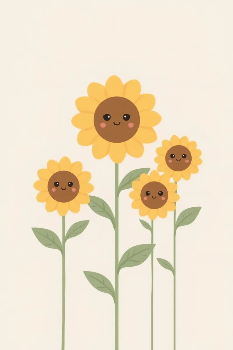 Carino sorridere girasoli cartone animato poster da DesignDoodle