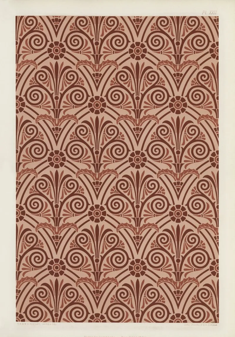 Antique Greek pattern canvas with Floater frame by vintageshop