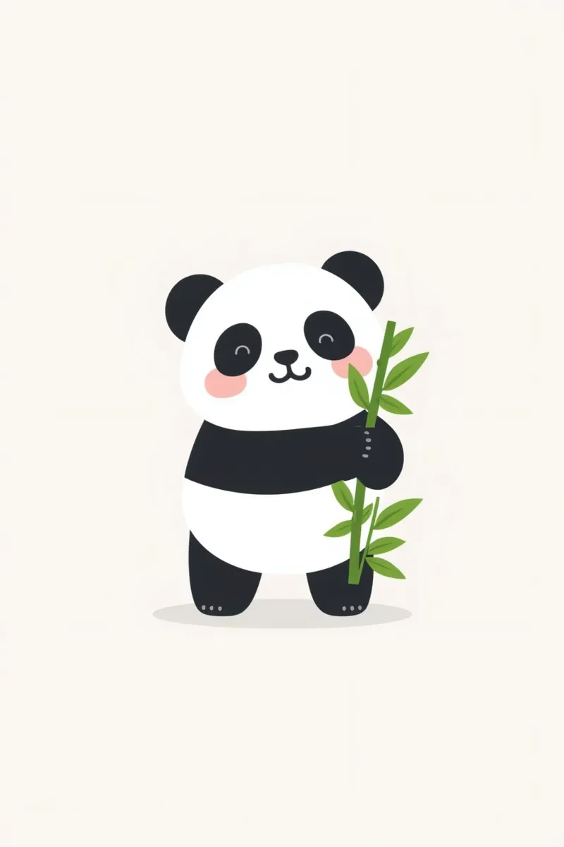 Bâton de bambou en forme de panda heureux et mignon poster de DesignDoodle
