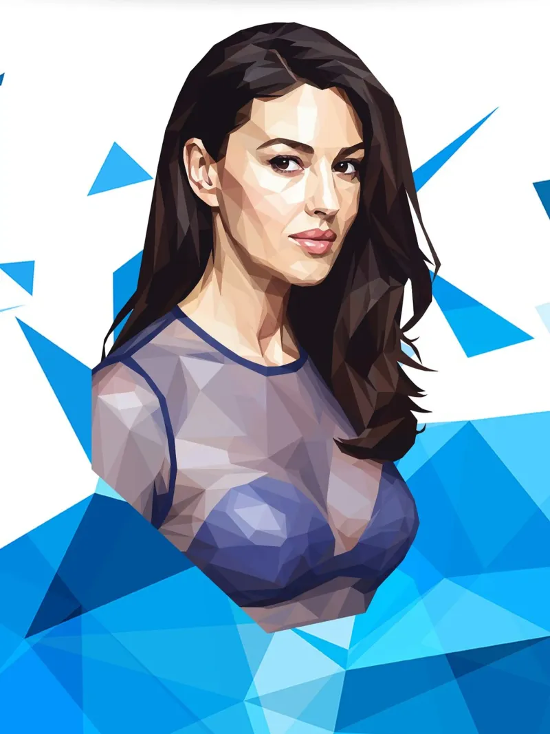 Monica Bellucci Lowpoly poster con telaio in alluminio da Low Profile