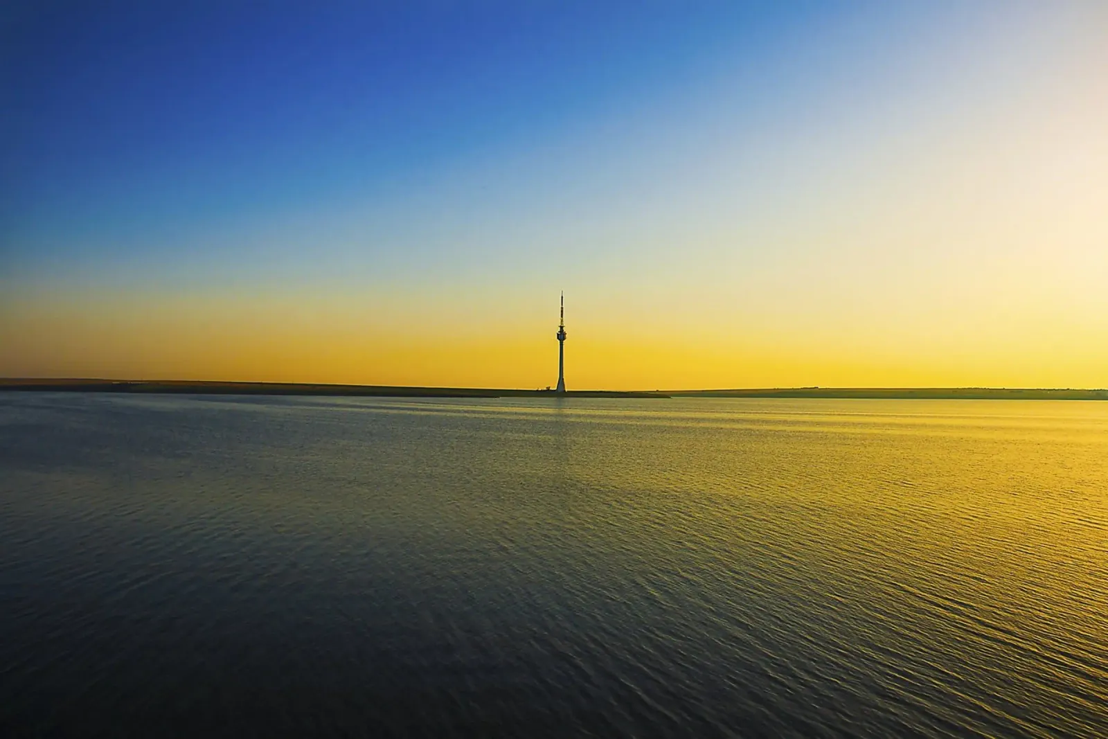 Minimalistische zonsondergang Horizon - Rustige Kunstdruk canvas met Baklijst van jay