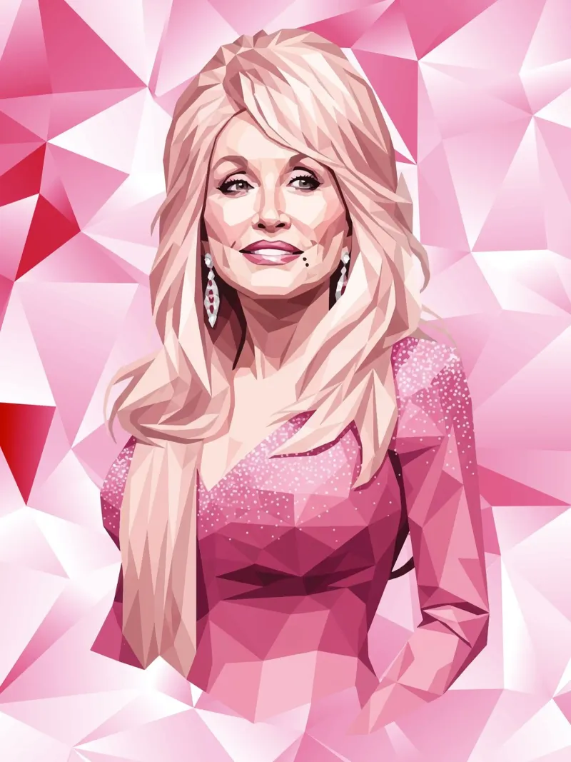 Dolly Parton lowpoly poster con telaio in plastica da Low Profile