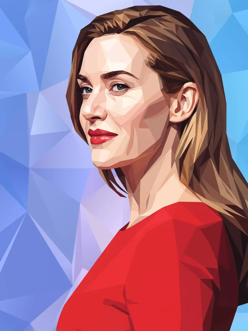 Kate Winslet Lowpoly poster con telaio in plastica da Low Profile