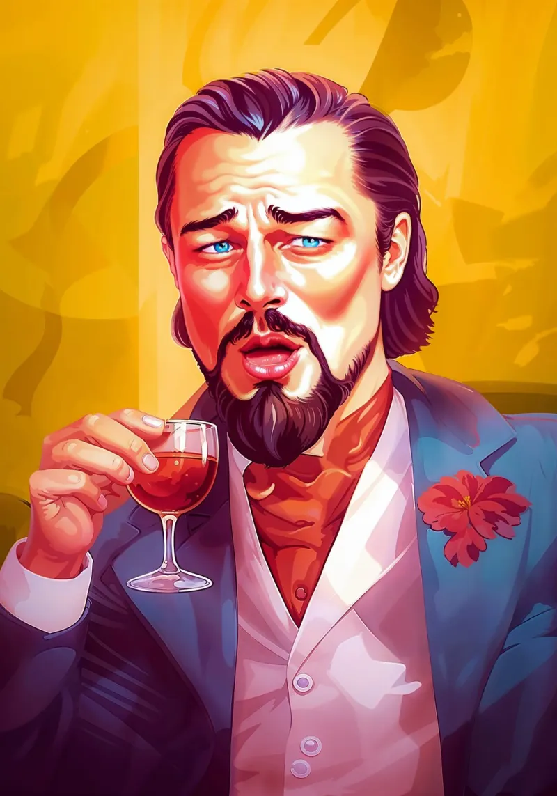 Leonardo DiCaprio Laughing Meme pellicola backlit da Lootprint