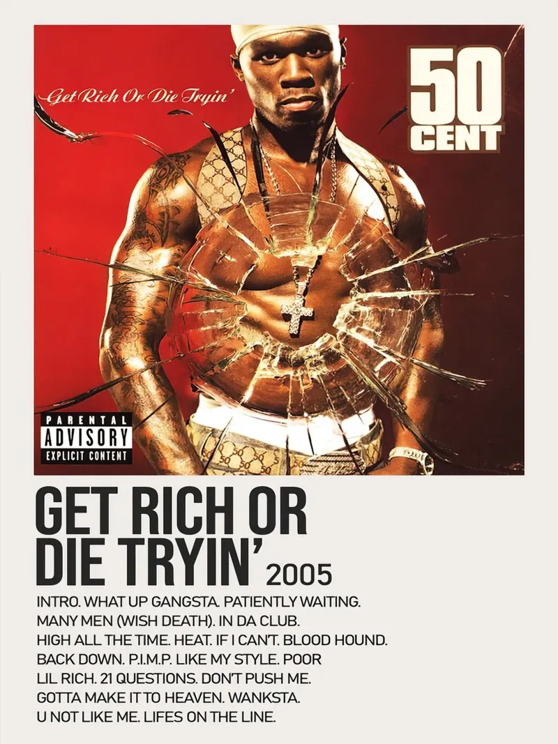 50  Cent Get Rich or Die Tryin canvas met Baklijst van Roronoa7