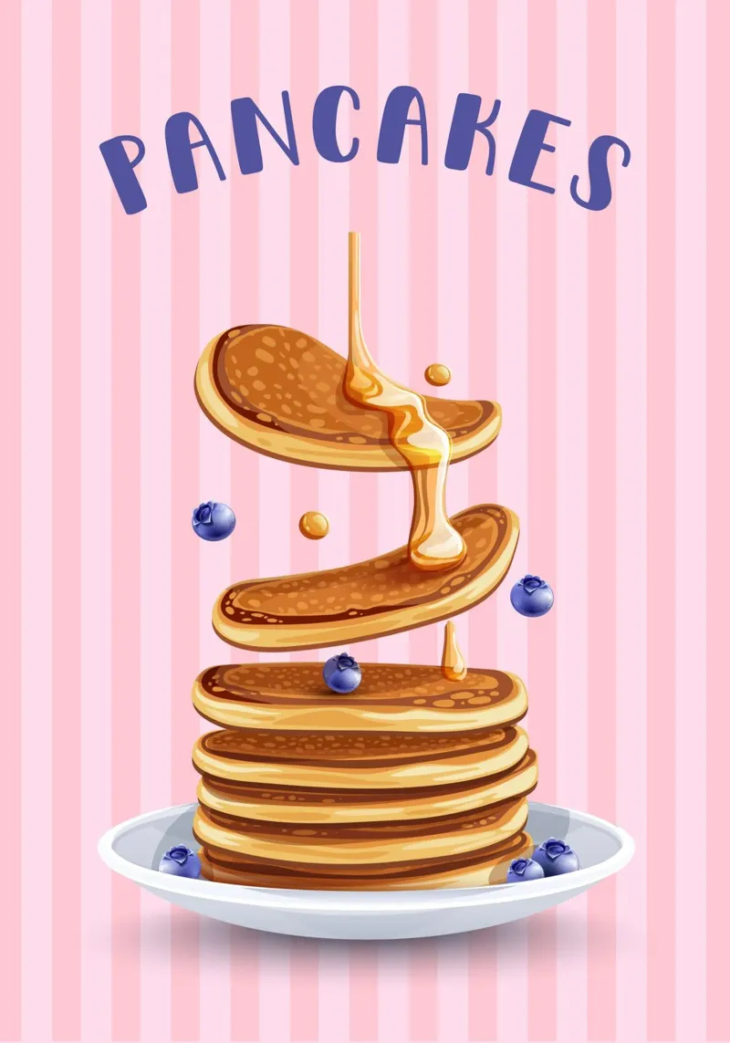 Retro pancakes canvas with Floater frame by PinkCandyWalls