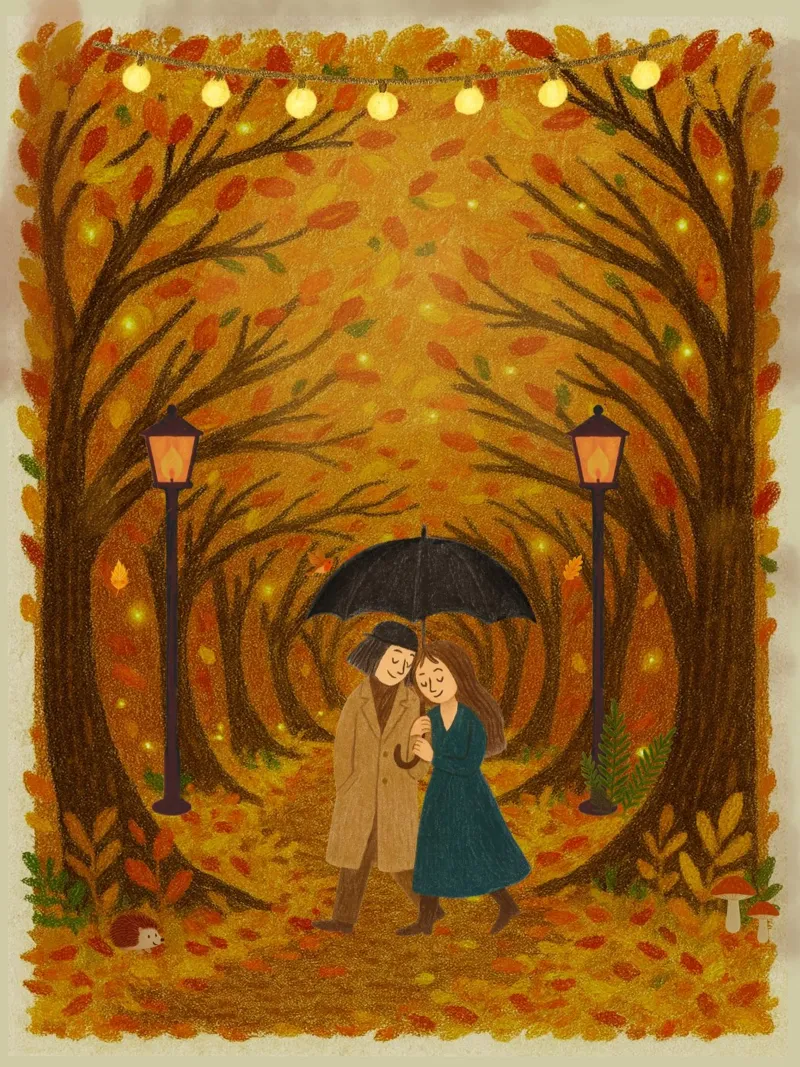Un romanzo d'autunno tela con Cornice a cassetta da Taika Tori Art
