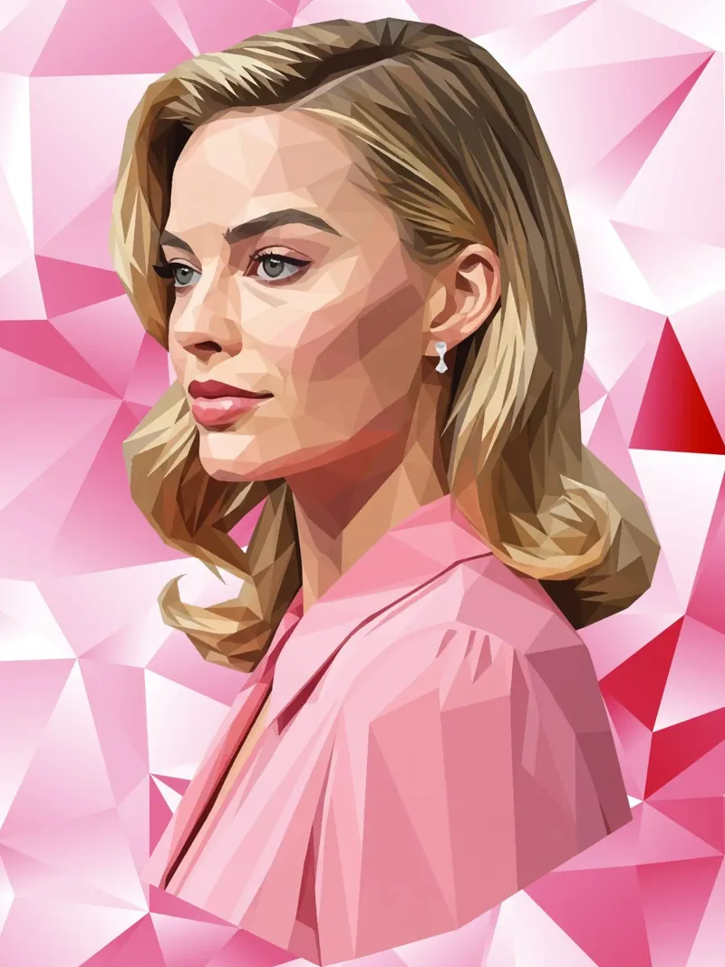 Margot Robbie Lowpoly poster con telaio in plastica da Low Profile