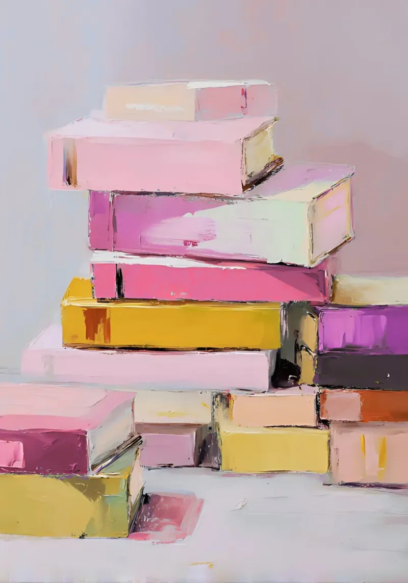 Modern Abstract Book Stack Impressionist Art poster by vintagepod