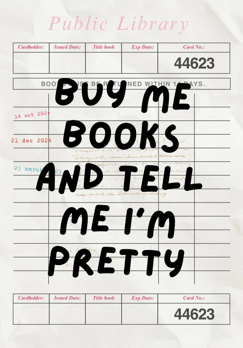 Comprami libri e dimmi che sono bella Stampa poster con telaio in legno da vintagepod