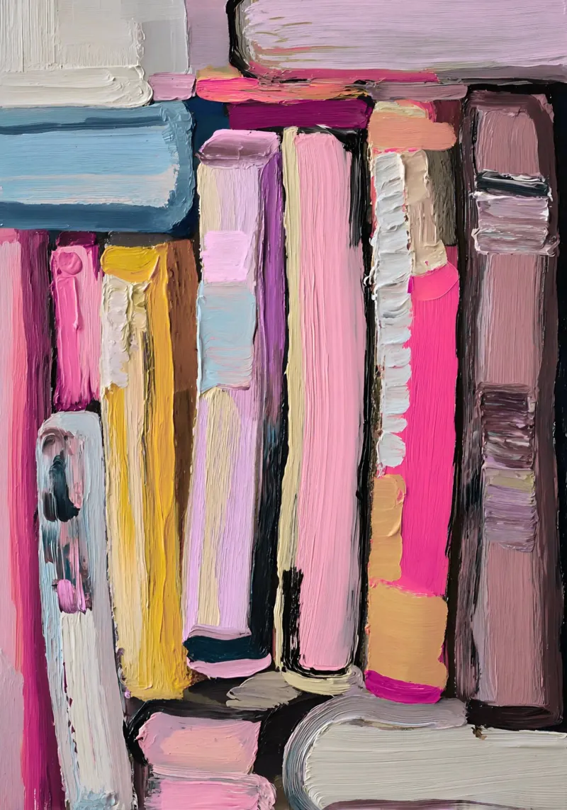 Etagère abstraite rose et jaune Art Impasto poster de vintagepod