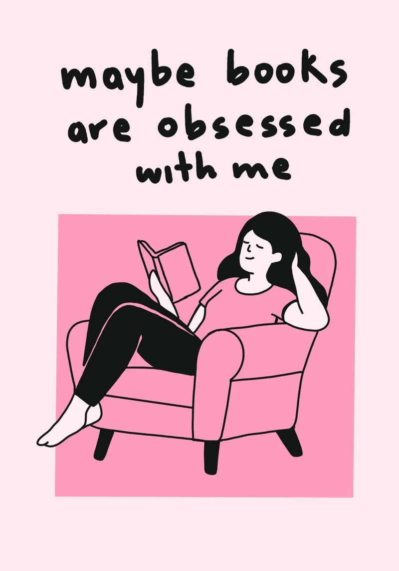 Maybe Books Are Obsessed With Me Print poster with plastic frame by vintagepod
