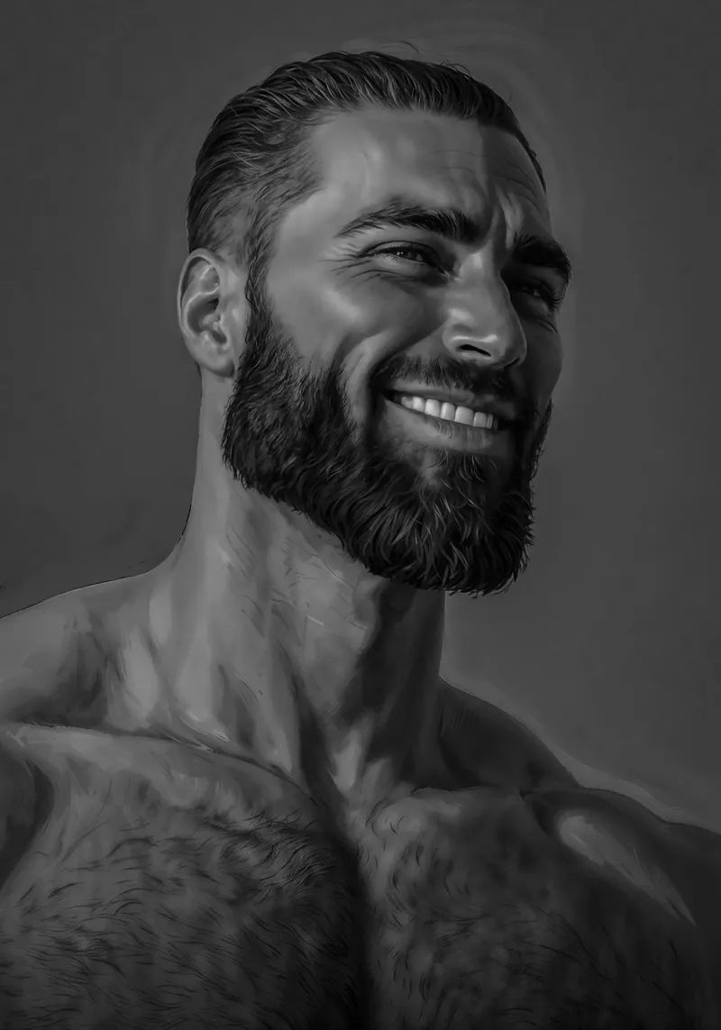 Chad Face Meme Black and White poster da Lootprint