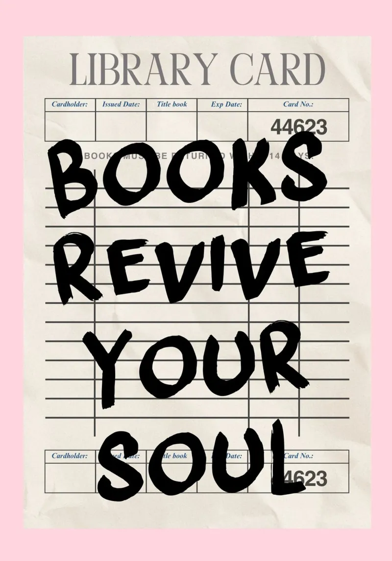 Libri Revive Your Soul Vintage Library Card Print poster da vintagepod