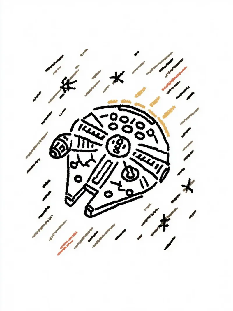 Star Wars Art Print: Millennium Falcon in Hyperspace canvas with Floater frame by Kaji