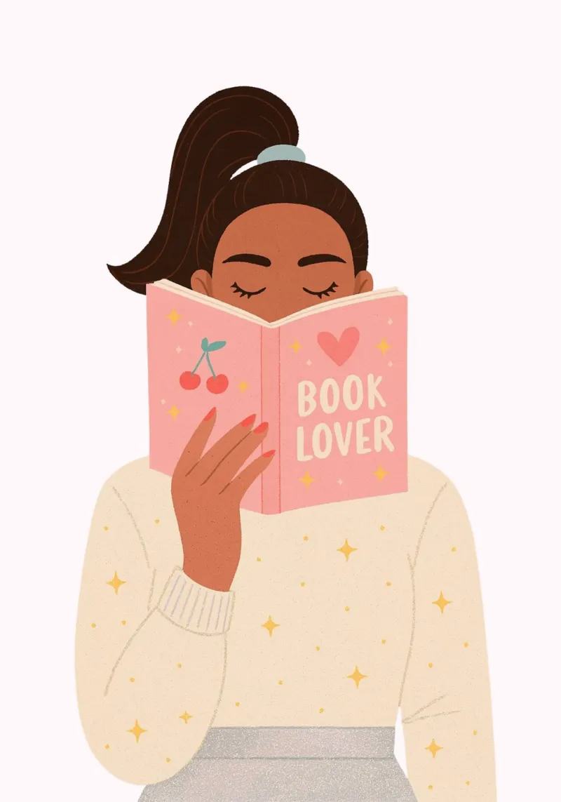 Leuke boek minnaar esthetische lezing Illustratie canvas met Baklijst van vintagepod