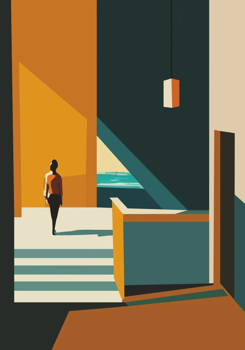 Lonely Sea Poster mit Kunststoffrahmen von Hey Vincent