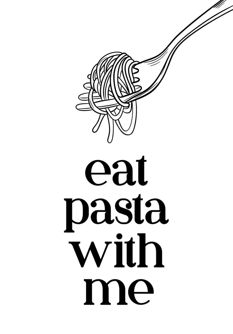 Eat pasta with me tela con Cornice a cassetta da PinkCandyWalls