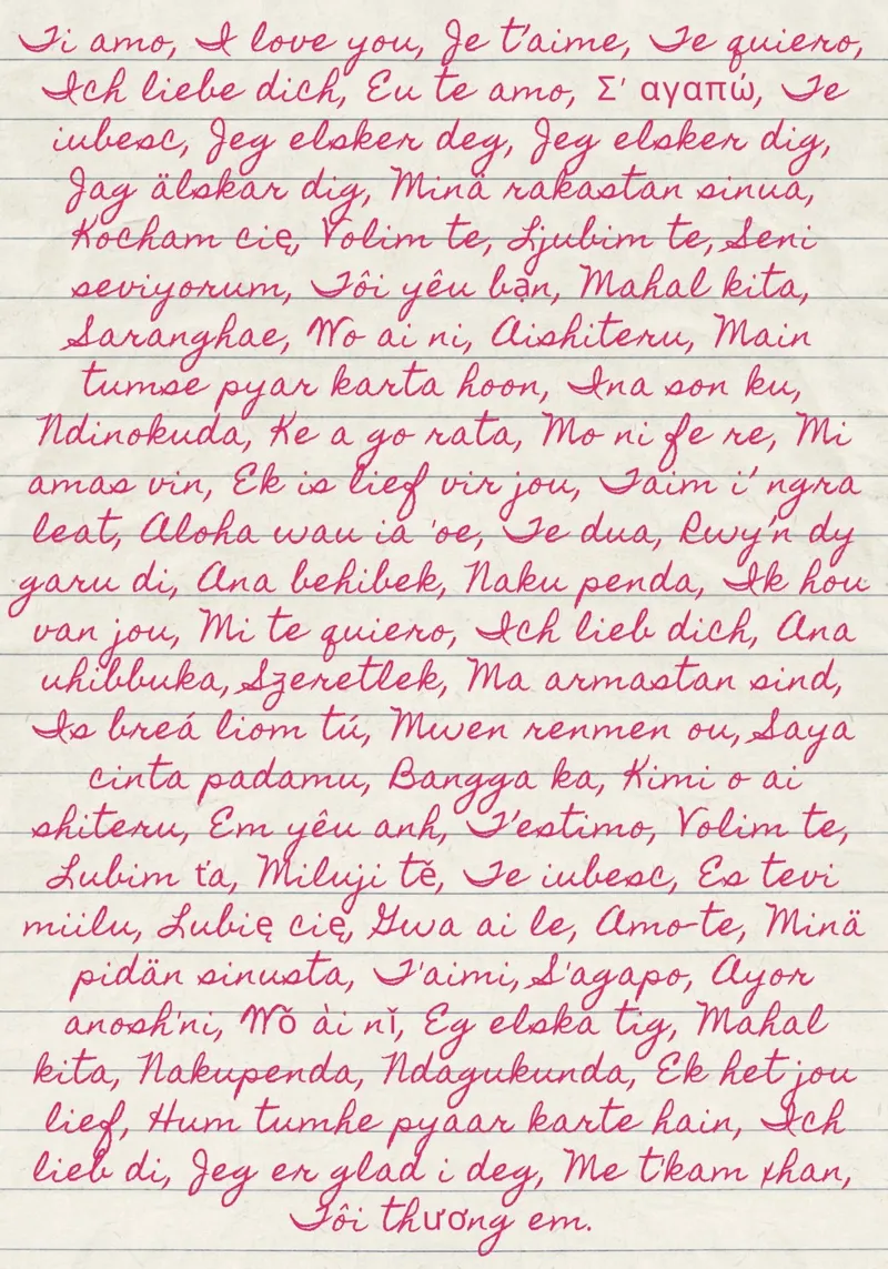 Ich liebe dich" in vielen Sprachen Script Print Poster von vintagepod