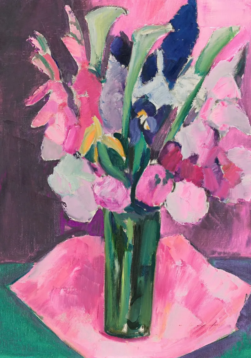 Stampa d'arte espressionista su bouquet floreale rosa poster da vintagepod
