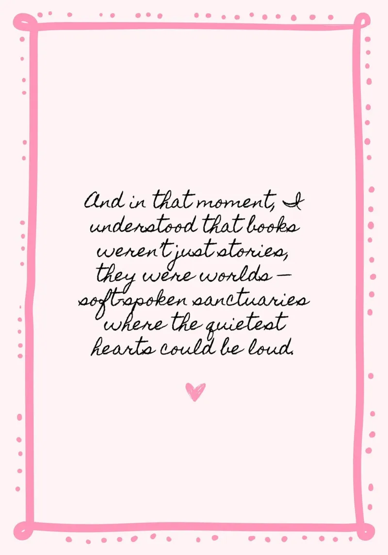 "Books Are Worlds" Literary Quote Print - Soft Pink Aestheti canvas with Floater frame by vintagepod