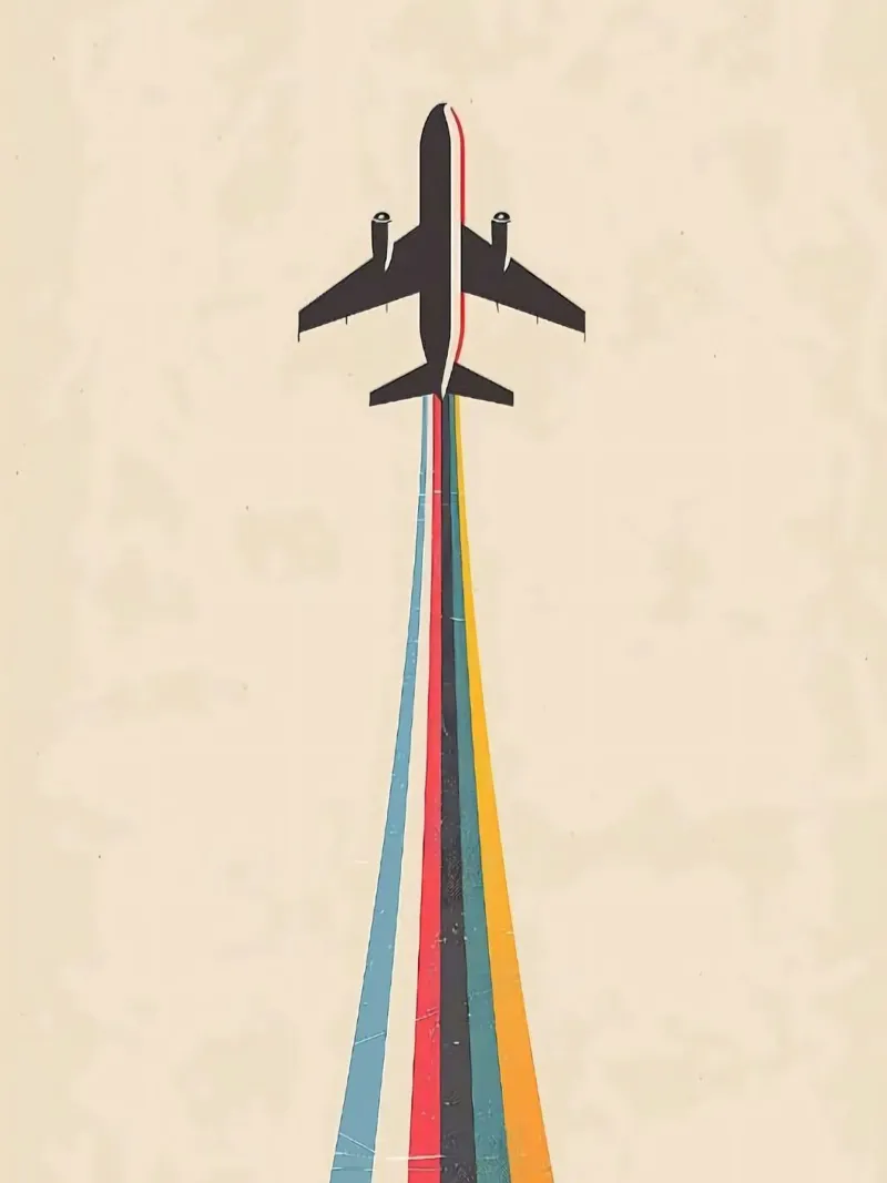 the plane print colorful tela con Cornice a cassetta da willife