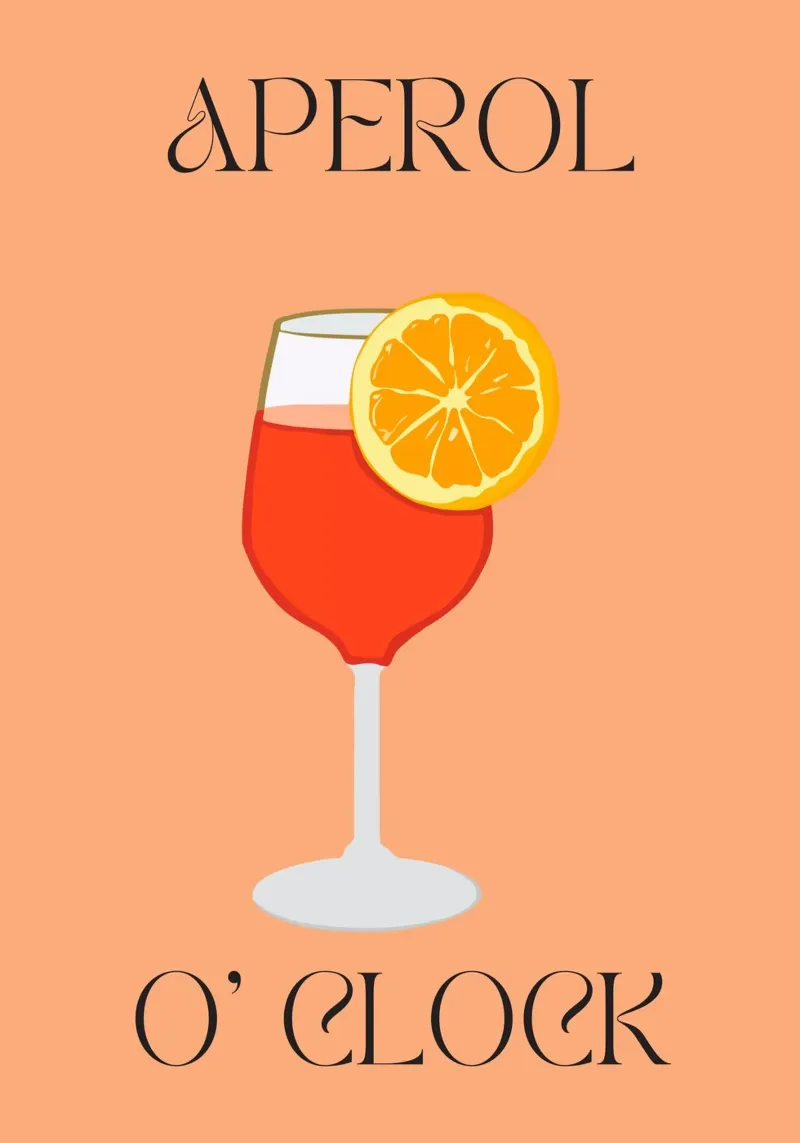 Aperol | Digital Art | Print | Summer | Good Vibes | Drink poster con telaio in plastica da PrintCessStudio