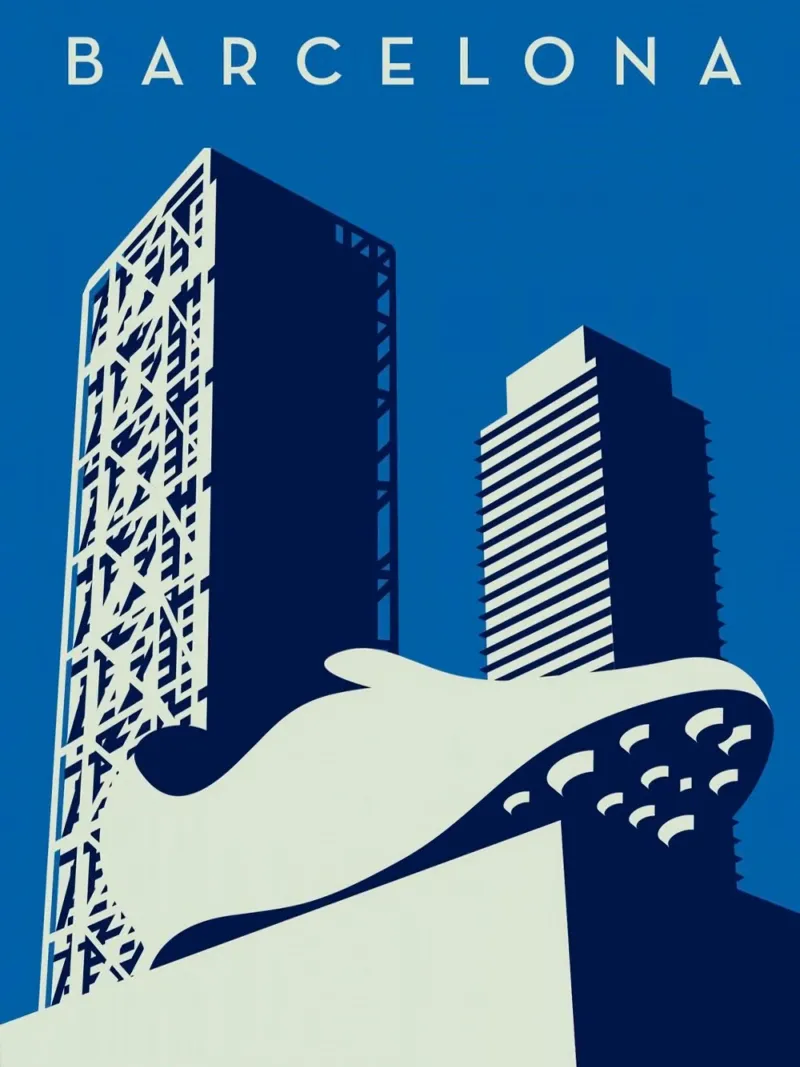 building and shoe barcelona poster con telaio in legno da willife