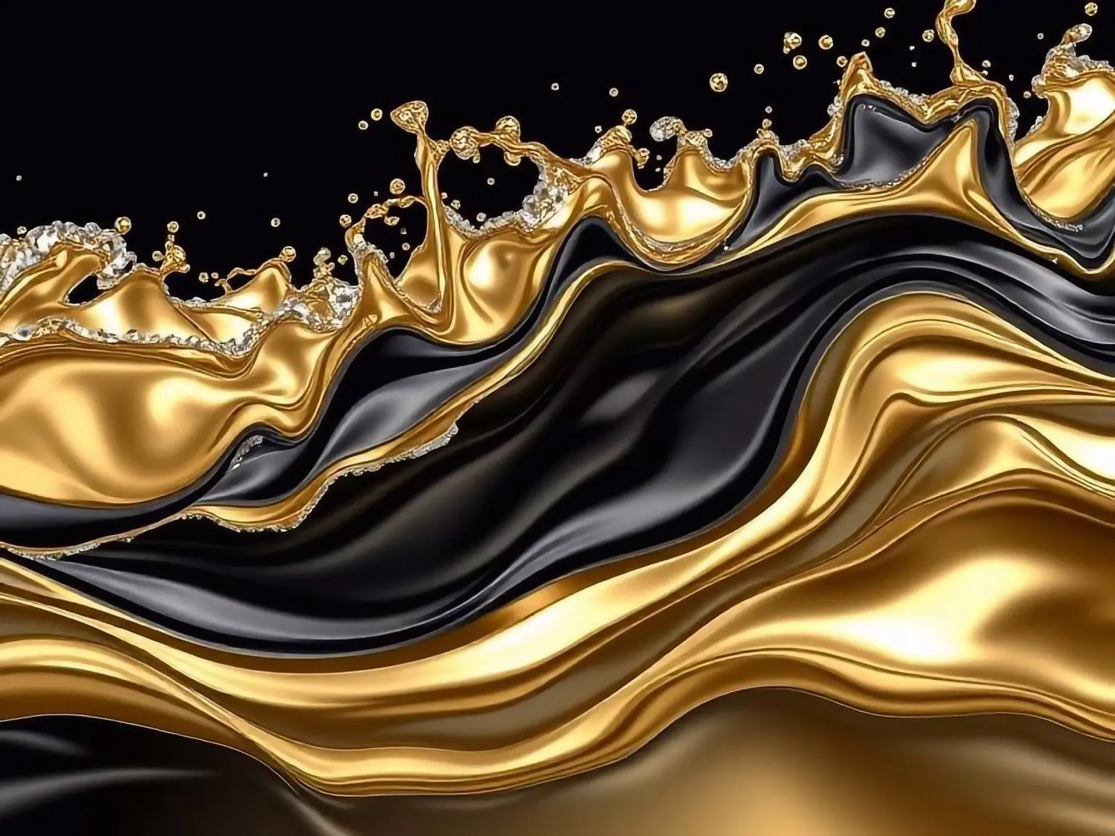 Golven in een gouden ontwerp canvas met Baklijst van BenCoStyle