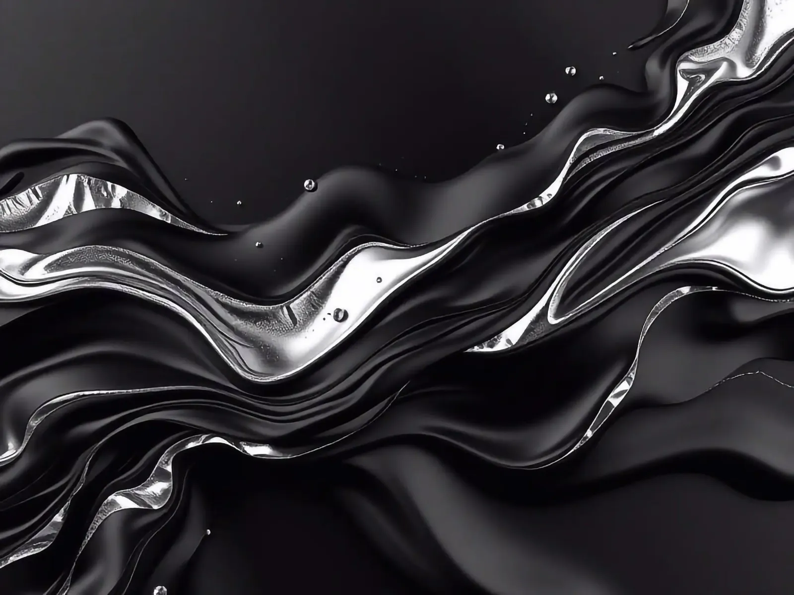 Onde in design nero e argento tela con Cornice a cassetta da BenCoStyle