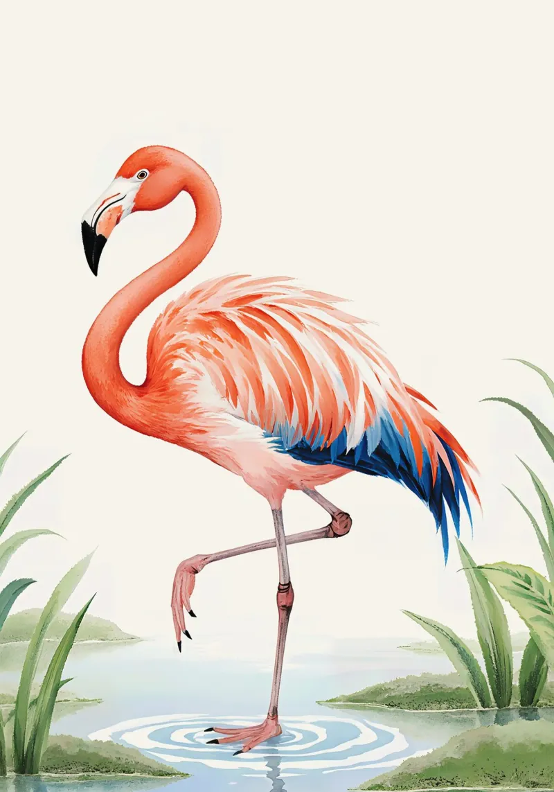Elegant Pink Flamingo poster con telaio in plastica da Attaboy Dsgn