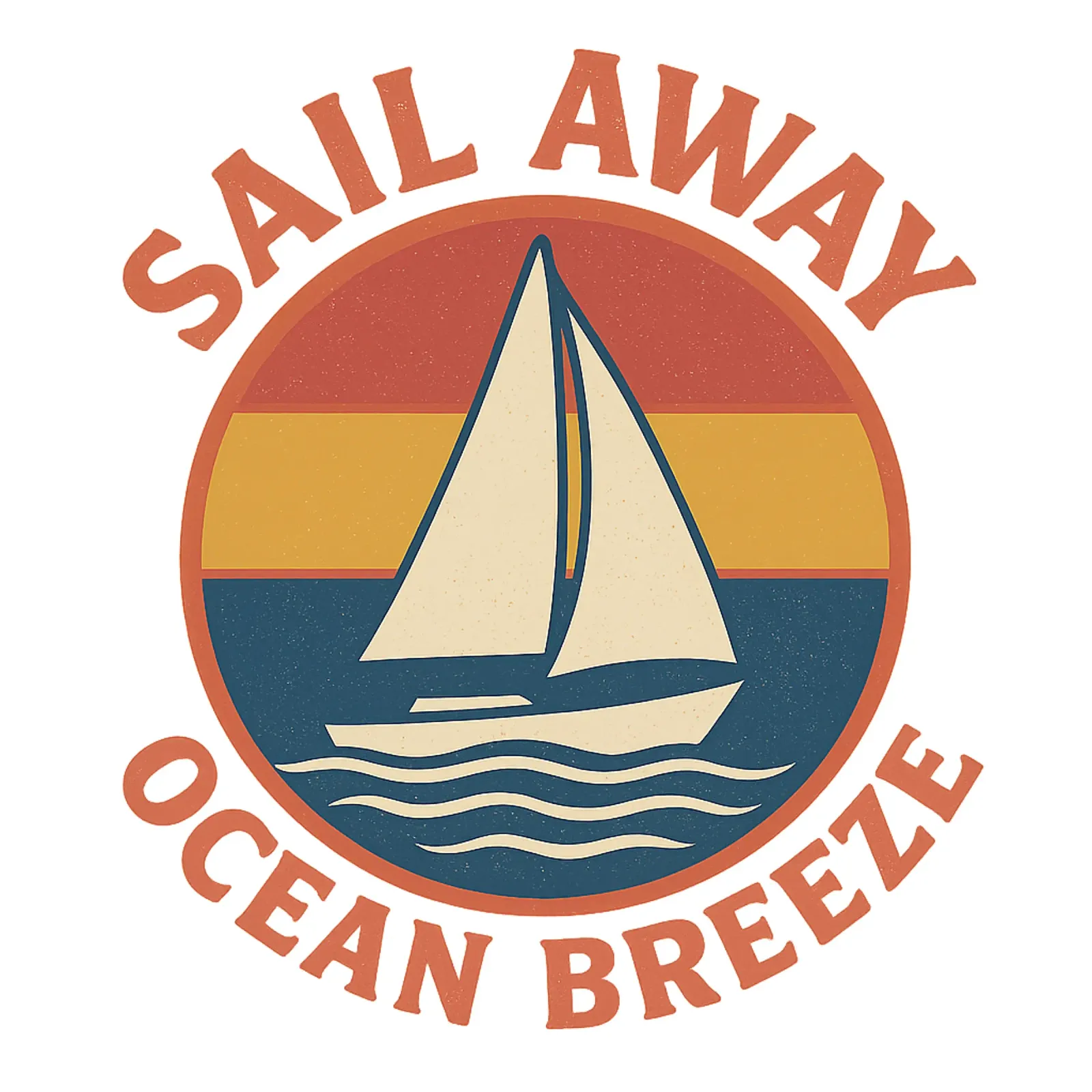 Sail Away – Retro Maritimes Segelboot Design | Ocean Breeze canvas met Baklijst van Fies&Fein
