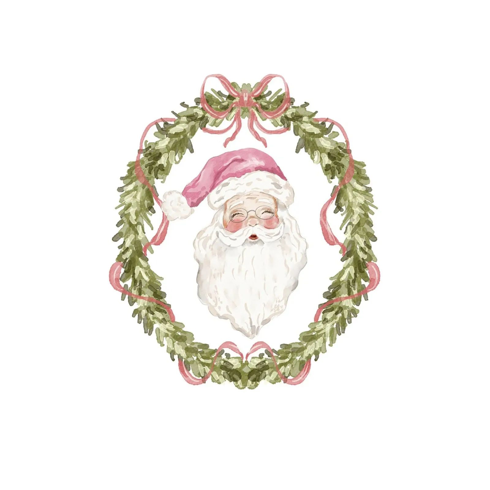 Ghirlanda di Babbo Natale vintage con nastro verde e rosa poster da Stilrausch