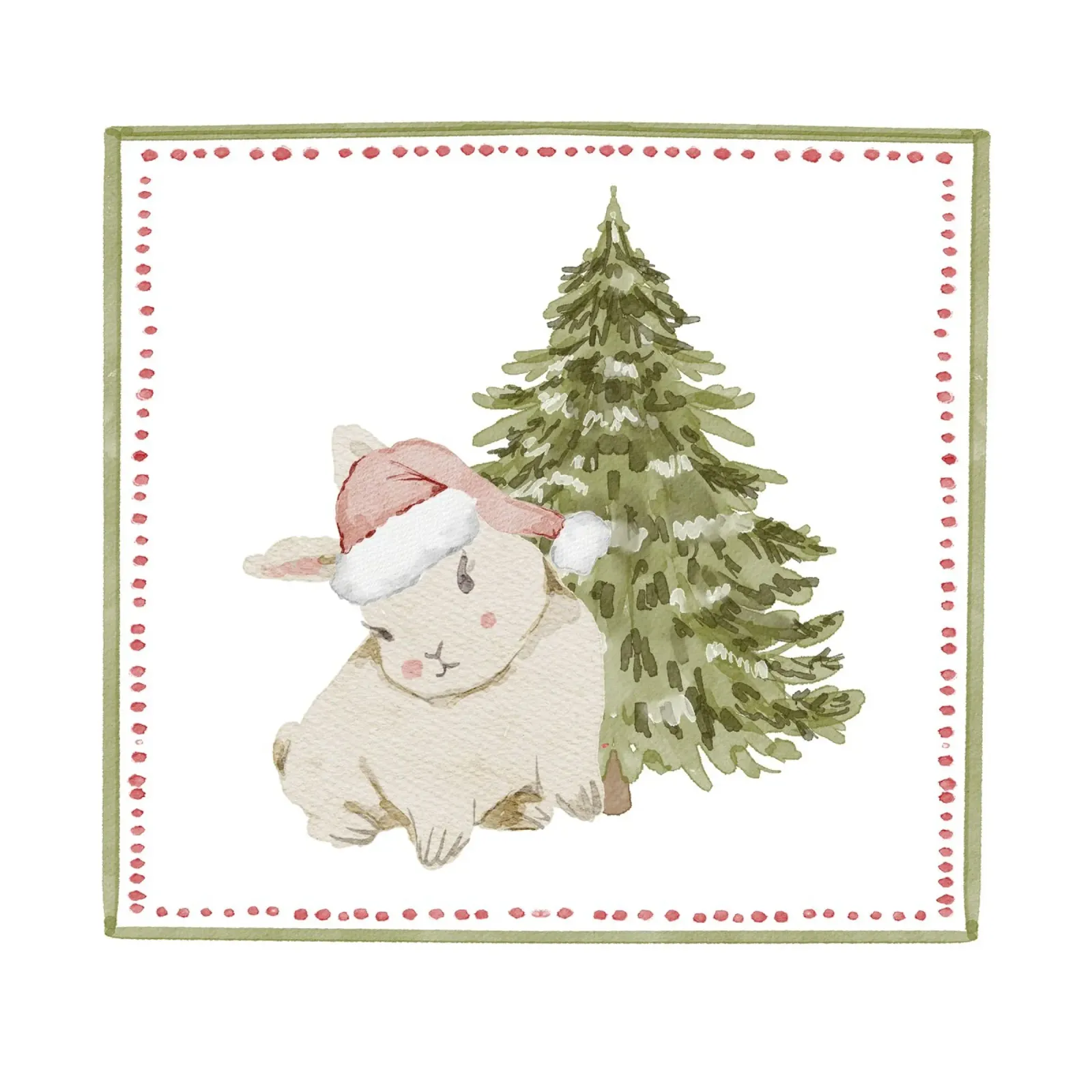 Coniglietto natalizio vintage con cappello da Babbo Natale accanto a un albero sempreverde poster da Stilrausch