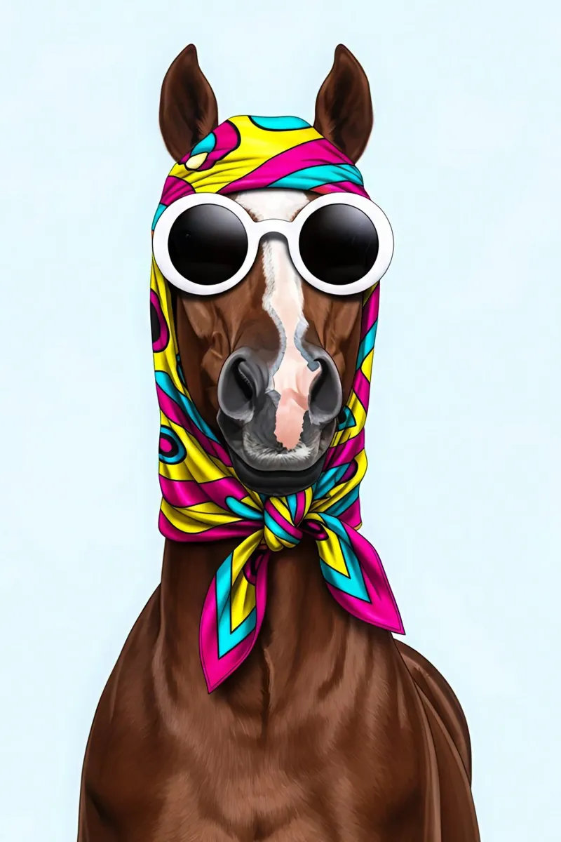 Pop Art Horse with Scarf poster con telaio in plastica da Attaboy Dsgn