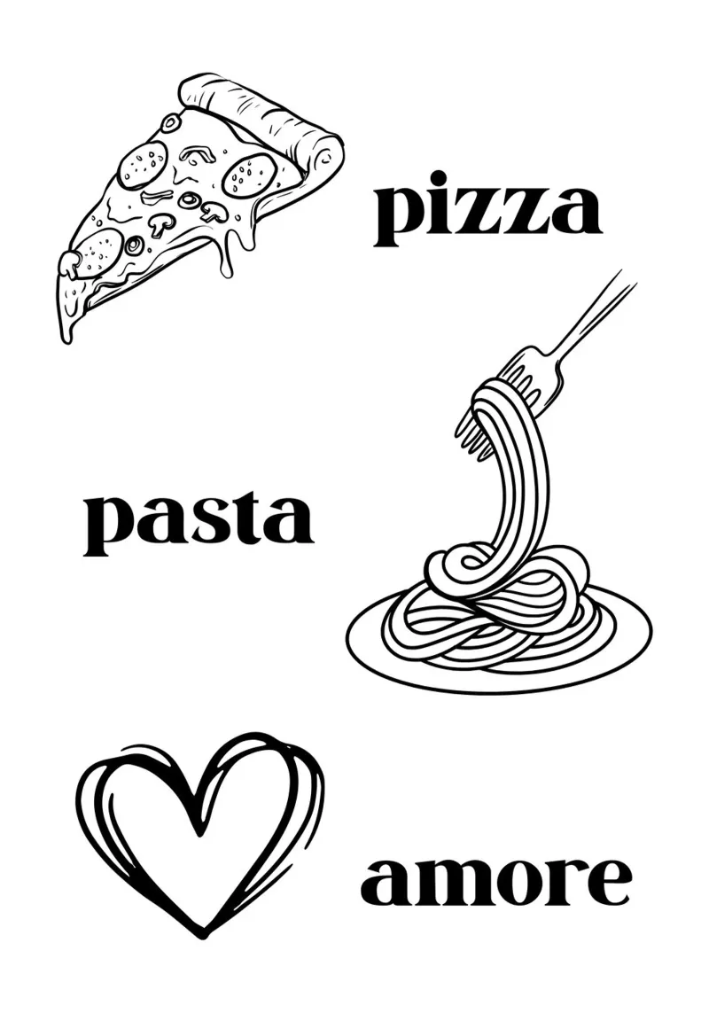 Pizza pasta & amore lienzo con Marco flotante de PinkCandyWalls