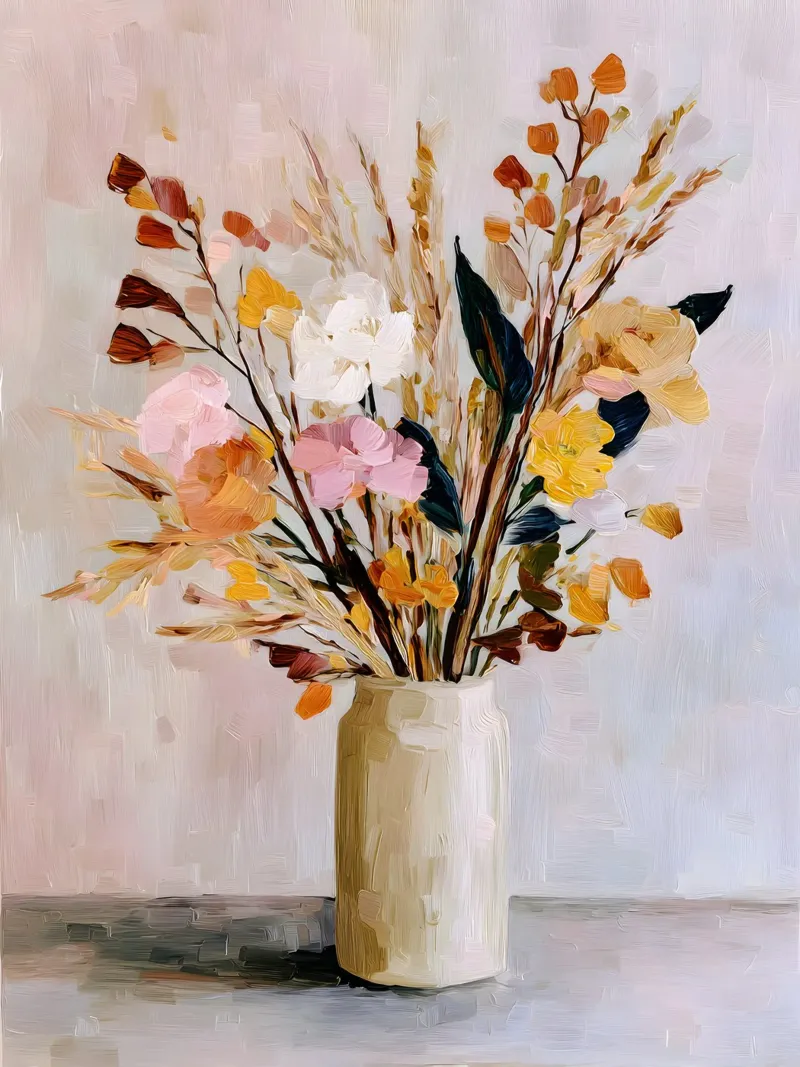 Soft Vase Blooms Leinwand mit Schattenfugenrahmen von Gypsy Galleria