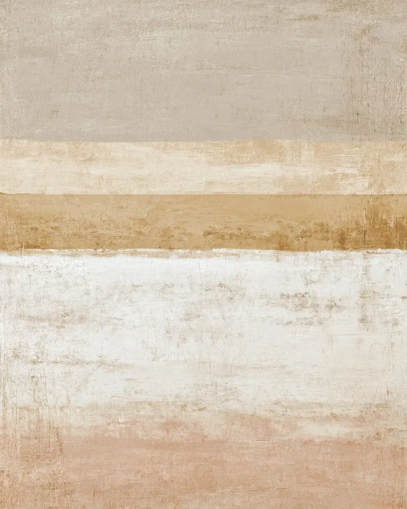 Peinture abstraite minimaliste texturée dans des tons neutres et chauds poster avec cadre en aluminium de Artbyvo